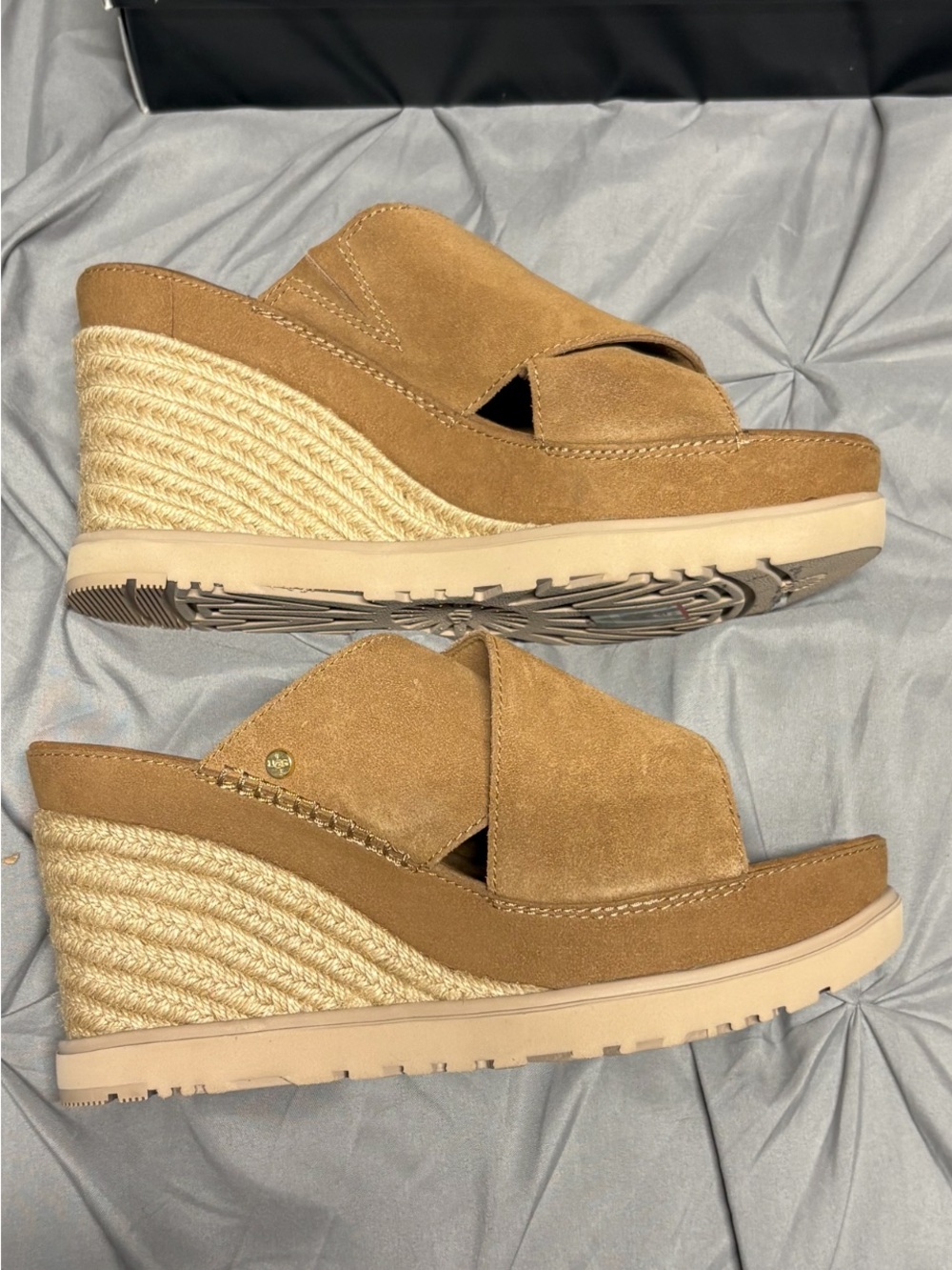 UGG Tan Suede Espadrille Wedge Sandals